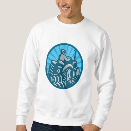 Bauer, der mit dem Traktor Retro pflügt Sweatshirt (Vorderseite)