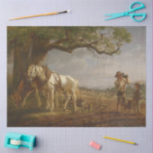 Bauer, die auf einem Feld mit Pferden und Pflug st Seidenpapier (Basteln)