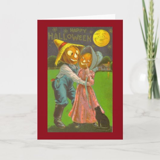 Bauer & Ehefrau Vintage Halloween-Grußkarte Karte (Vorderseite)
