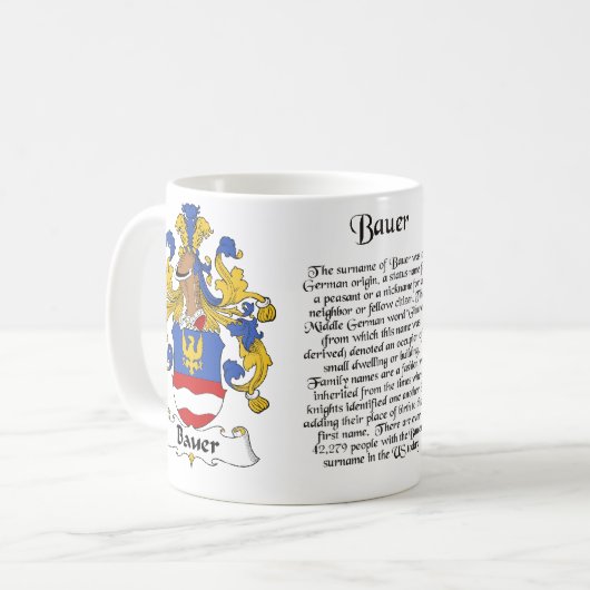 Bauer Familienwappen auf einer Tasse (Vorderseite Links)
