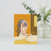 Bauer Farmworker Shear Sheep WPA Postkarte (Stehend Vorderseite)