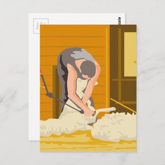 Bauer Farmworker Shear Sheep WPA Postkarte (Vorne/Hinten)
