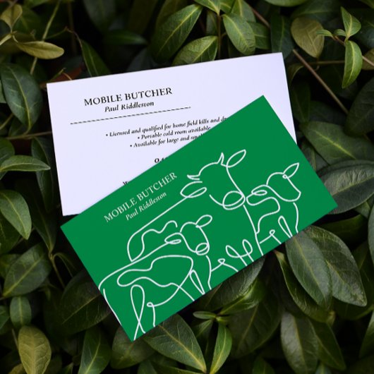 Bauer für grüne und weiße Rinder Visitenkarte