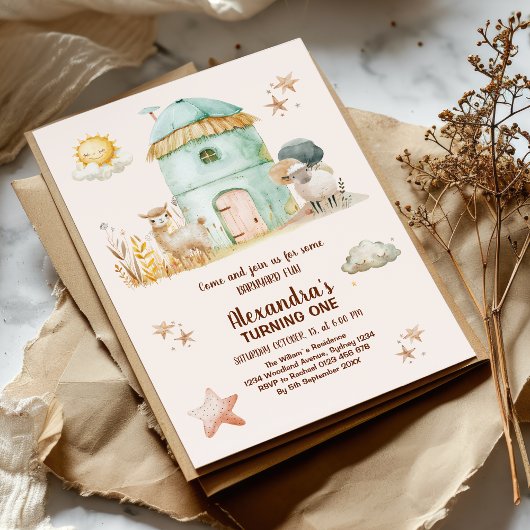 Bauer für Tierkinder 1. Geburtstag Party Einladung