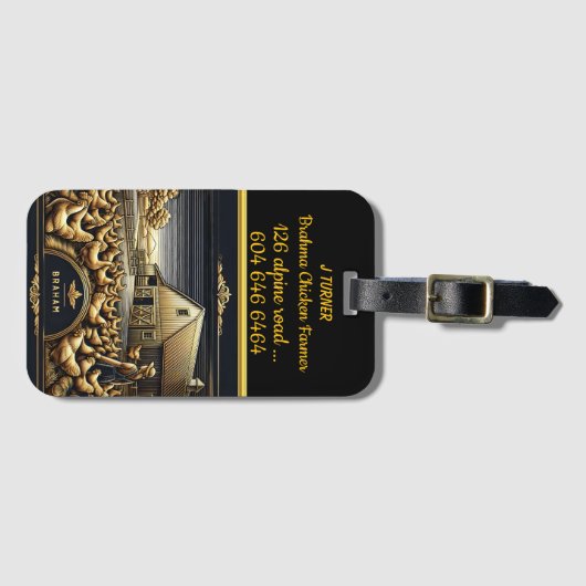 Bauer Gekümmert für Brahma-Hühner in Morgengrauen Gepäckanhänger (Vorderseite (Horizontal))