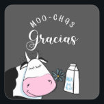 Bauer-Geschenk Muchas gracias moo Square Sticker<br><div class="desc">designed by the Arty Apples Limited.</div>