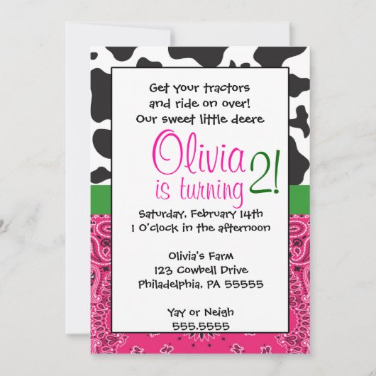 Bauer Girl Einladung zum Geburtstag (Vorderseite)