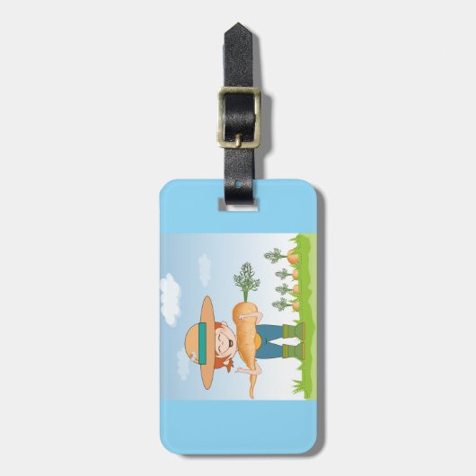 Bauer Girl mit Gartenmöbeln Gepäckanhänger (Vorderseite vertikal)