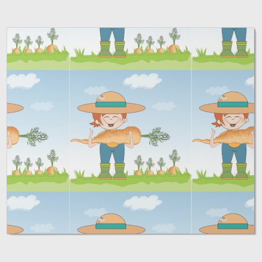 Bauer Girl mit Gartenmöbeln Geschenkpapier (Flach)