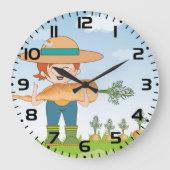 Bauer Girl mit Gartenmöbeln Große Wanduhr (Vorderseite)