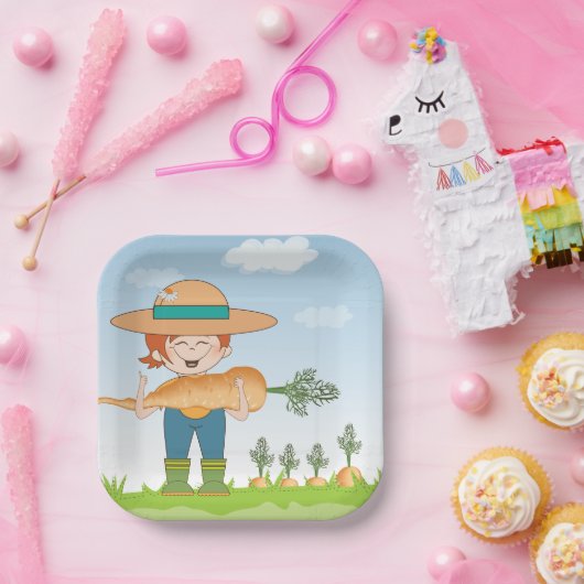 Bauer Girl mit Gartenmöbeln Pappteller (Party)