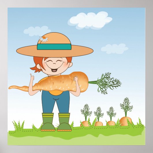 Bauer Girl mit Gartenmöbeln Poster (Vorne)