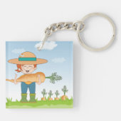 Bauer Girl mit Gartenmöbeln Schlüsselanhänger (Rückseite)