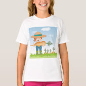 Bauer Girl mit Gartenmöbeln T-Shirt (Vorderseite)