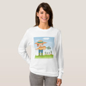 Bauer Girl mit Gartenmöbeln T-Shirt (Vorne ganz)