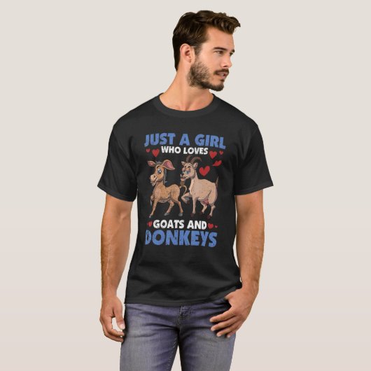 Bauer Girls Women Farm Tier Niedliche Donkey-Ziege T-Shirt (Vorne ganz)