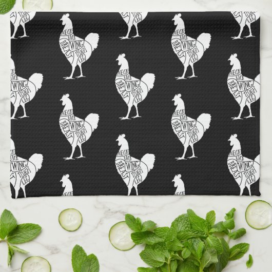 Bauer Hühnerfleisch Teilstücke Kleinhalter Geschirrtuch (Gefaltet)