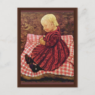 Bauer-Kind auf roten Kissen von Modersohn-be Postkarte