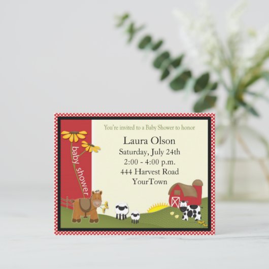 Bauer Kinderdusche Postkarte Einladung (Stehend Vorderseite)