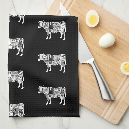 Bauer Kuhfleisch Fleisch von Fleischereien von Rin Geschirrtuch (Viertel Falte)