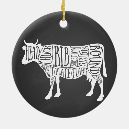 Bauer Kuhfleisch Fleischstücke Fleisch von Fleisch Keramik Ornament (Hinten)