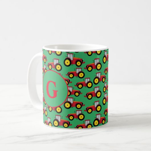 Bauer-Landarbeiter-Custom-Monogramm Kaffeetasse (Vorderseite Links)
