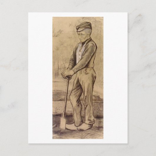 Bauer Leaning on Spade, Vincent van Gogh Postkarte (Vorderseite)