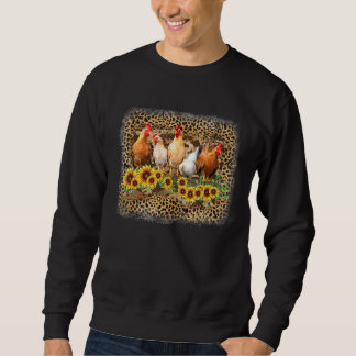 Bauer Leopard Hühnerfarm Tiere Sonnenblumen Sweatshirt