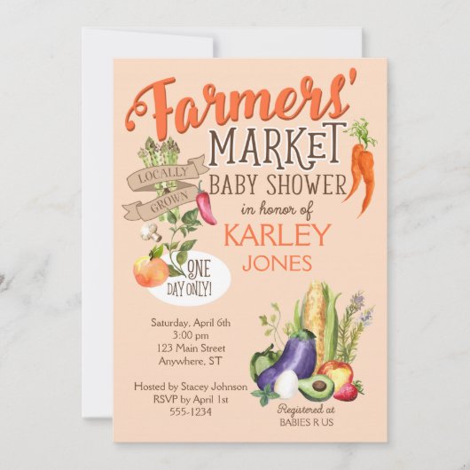 Bauer Market Baby Dusche Einladung (Vorderseite)