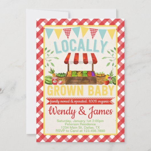 Bauer Market Baby Dusche Einladung (Vorderseite)