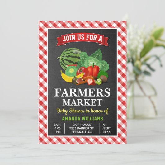 Bauer Market Baby Dusche Einladung (Stehend Vorderseite)