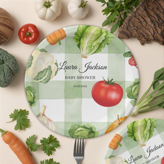 Bauer Market Baby Dusche Einladung Pappteller