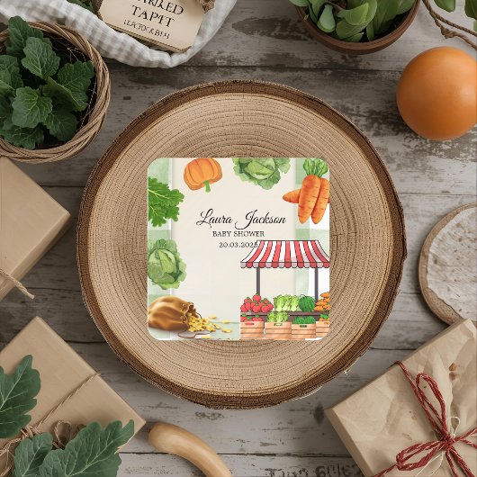 Bauer Market Baby Dusche Einladung Quadratischer Aufkleber