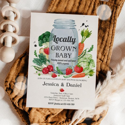Bauer Market Baby Dusche lokal Grown Baby Invi Einladung