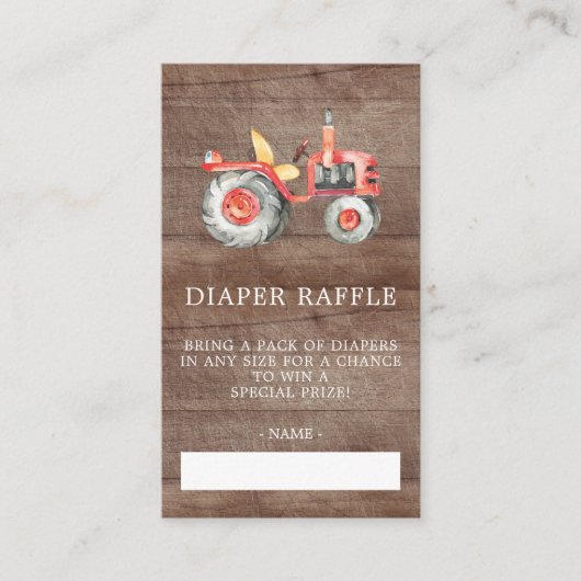 Bauer Market Baby Dusche Windeln Raffle Ticket Begleitkarte (Vorderseite)