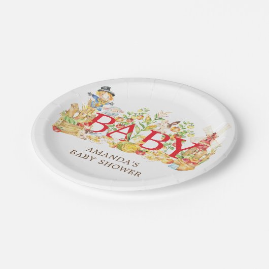 Bauer Market Baby Shower 7" Platten Pappteller (Schrägansicht)