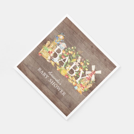 Bauer Market Babydusche Papier Napkins Serviette (Ecke)