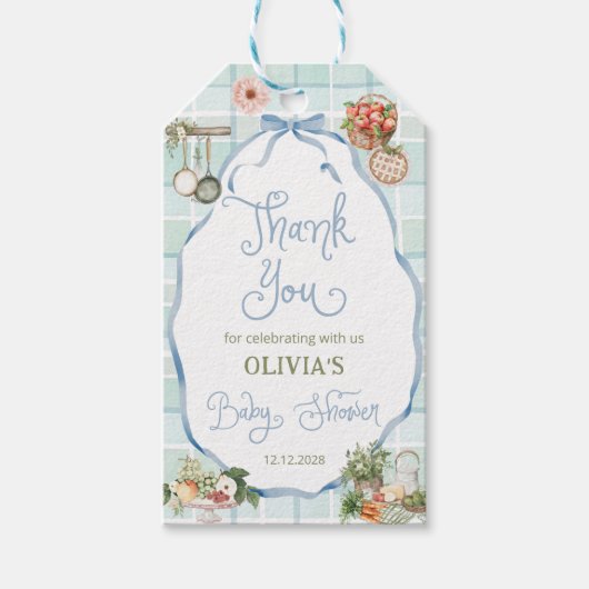 Bauer Market Blue Boy Baby Dusche Vielen Dank Geschenkanhänger (Vorderseite)