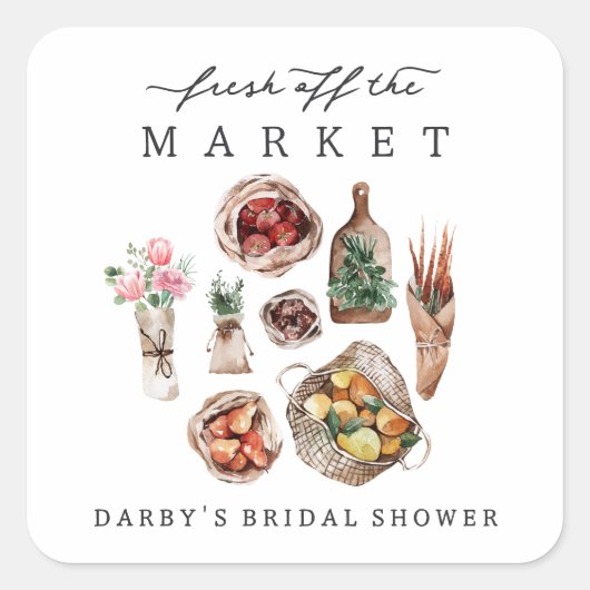 Bauer Market Brautparty Gefallen Quadratischer Aufkleber (Vorderseite)