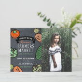 Bauer Market Chalkboard Kids Foto Geburtstag Einladung (Stehend Vorderseite)