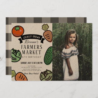 Bauer Market Kraft Paper Foto Geburtstag Einladung