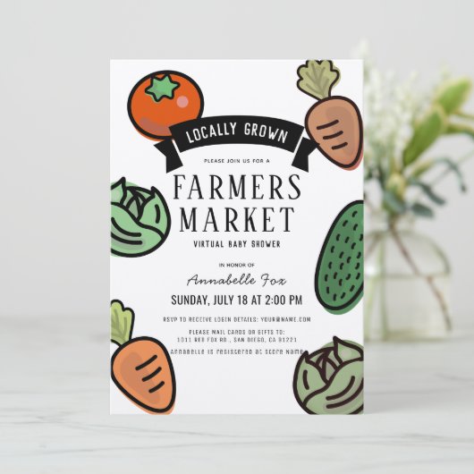 Bauer Market Kraft Paper Virtual Baby Dusche Einladung (Stehend Vorderseite)