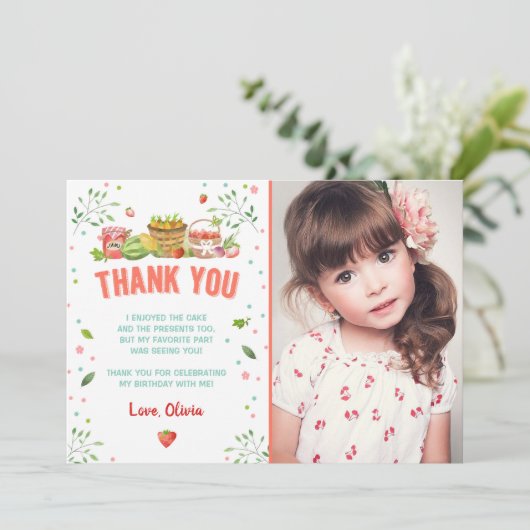 Bauer Markt Erdbeeren Danke Karte Geburtstag (Stehend Vorderseite)