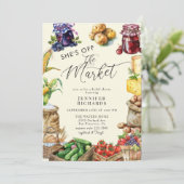 Bauer Markt Retro Rustikales Vintages Brautparty Einladung (Stehend Vorderseite)