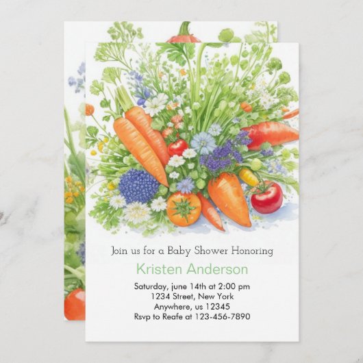 Bauer Markt Veggie Baby Dusche Einladung (Vorne/Hinten)