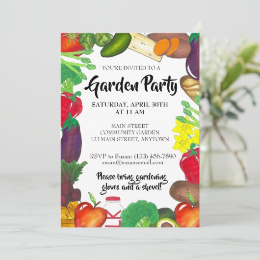Bauer Markt Veggie Garden Frühjahrspflanzen Party Einladung (Stehend Vorderseite)