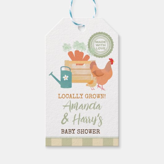 Bauer Markt Vor Ort gewachsene Babydusche Gefallen Geschenkanhänger (Vorderseite)