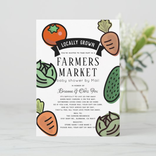 Bauer Markt White Baby Dusche by Mail Einladung (Stehend Vorderseite)