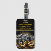 Bauer mit Brahma-Hühnern bei Sonnenaufgang Gepäckanhänger (Vorderseite Vertikal)