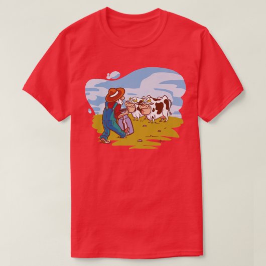 Bauer mit Kühen auf Wilden Bauerngeschenken T-Shirt (Design vorne)